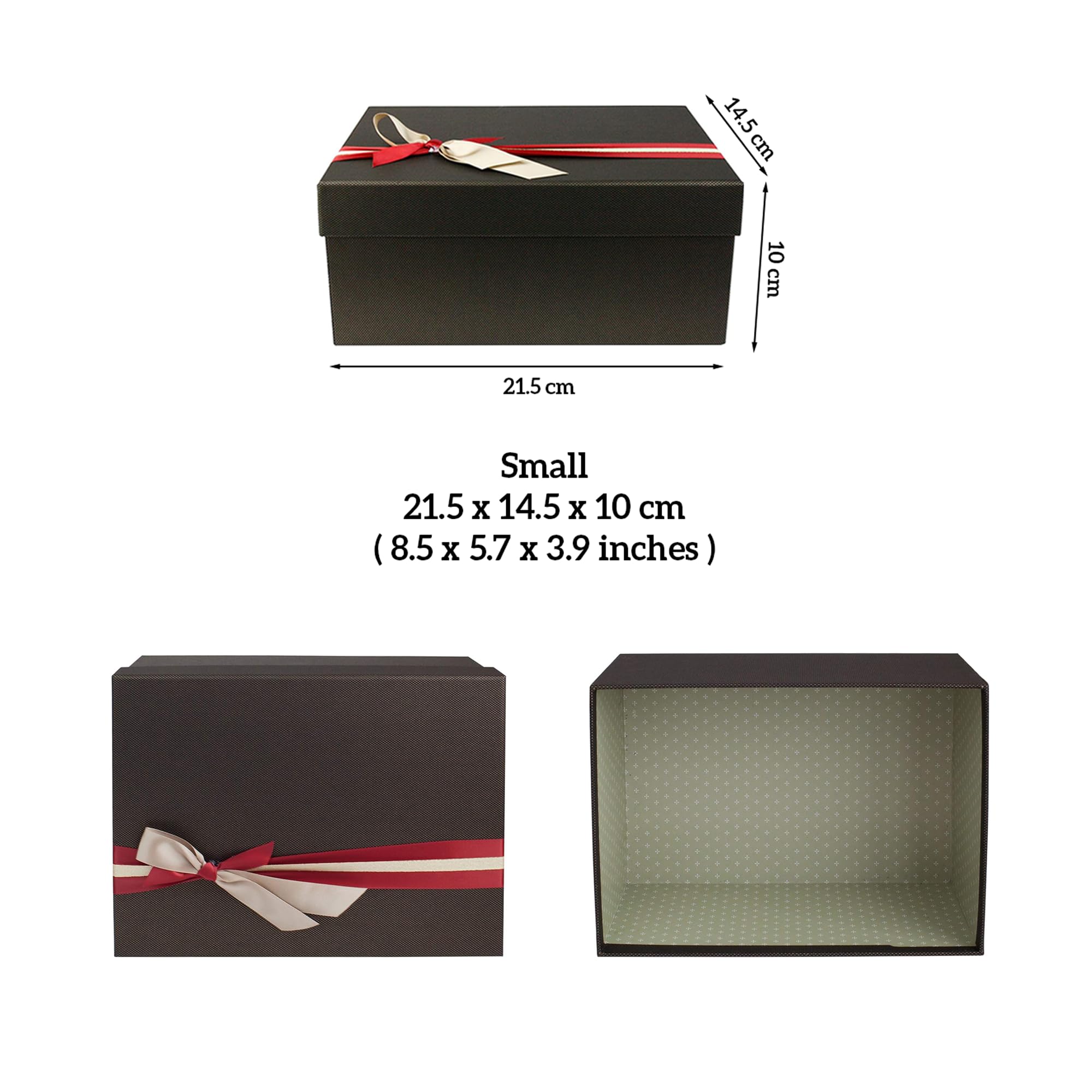Emartbuy Rigid Gift Box with Ribbon, Rectangular Quality